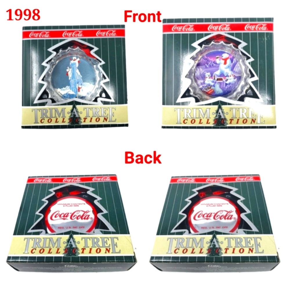Set of 2 Vintage Collectable Coca-Cola 1998 Trim a Tree Ornaments NIB